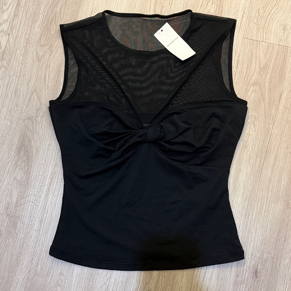 Black Sleeveless Mesh Top